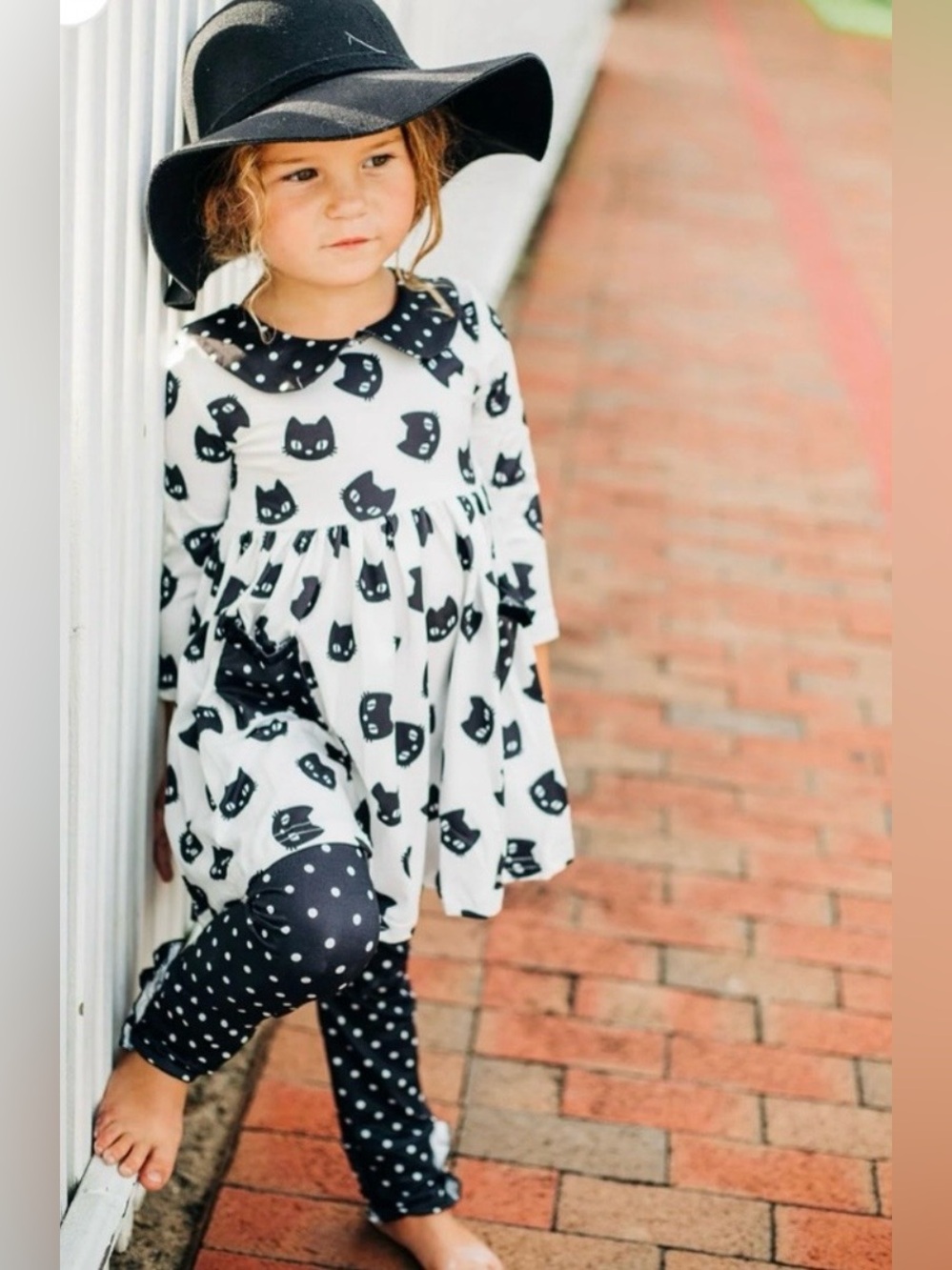 Sugar Bee Girl’s Halloween Black Cats Twirl Dress